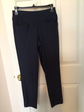 Lady Hagen Navy Cropped Straight-Leg Pants